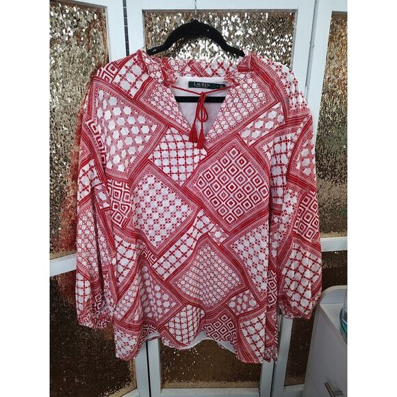 Lauren Ralph Lauren Plus Size Blouse Bohemian 2XL - Picture 2 of 13